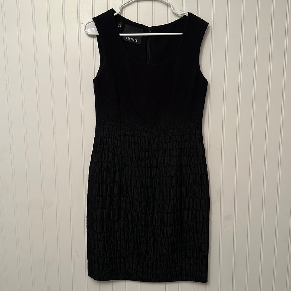 Carlisle Black Wool Top to Quilted Acetate Skirt Dress Women's 4